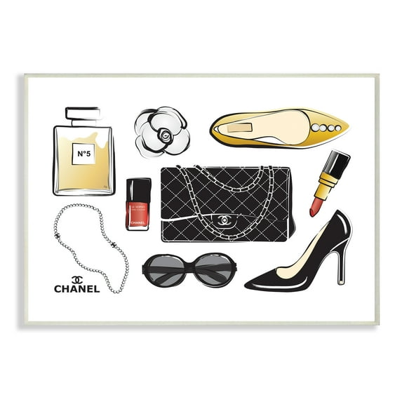 Stupell Industries Deluxe Designer Fashion Accessories Glam Style Beauty & Fashion Painting Wall Plaque Art Print Wall Art, 13 x 19