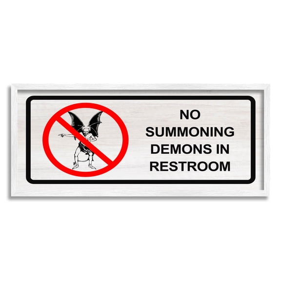 Stupell Industries Demons In Restroom Humor Graphic Art White Framed Art Print Wall Art, Design by Lil' Rue
