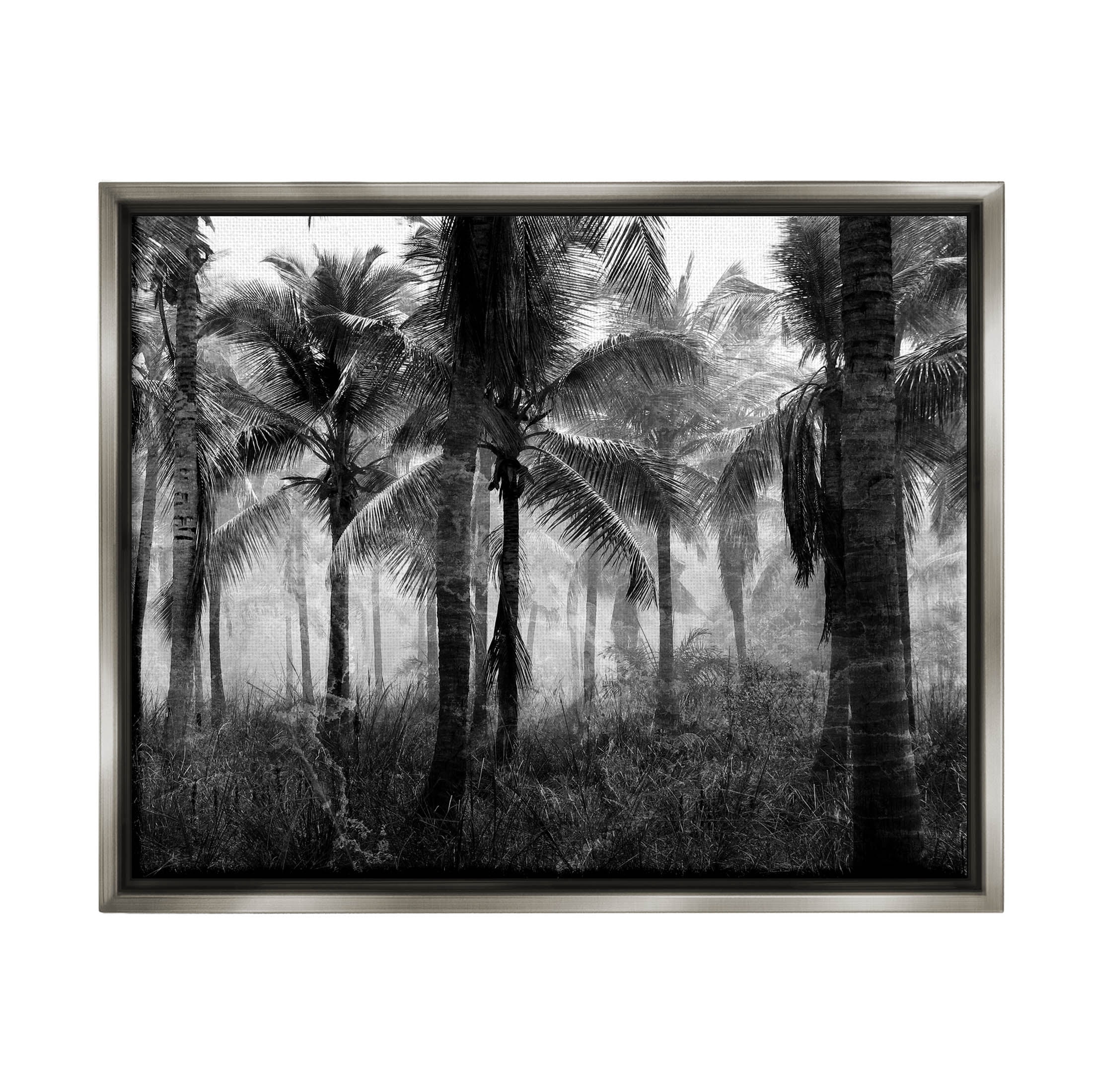 Stupell Industries Dense Tropical Palm Tree Forest Photograph Luster Gray Floating Framed Canvas Print Wall Art, Design by Kim Allen