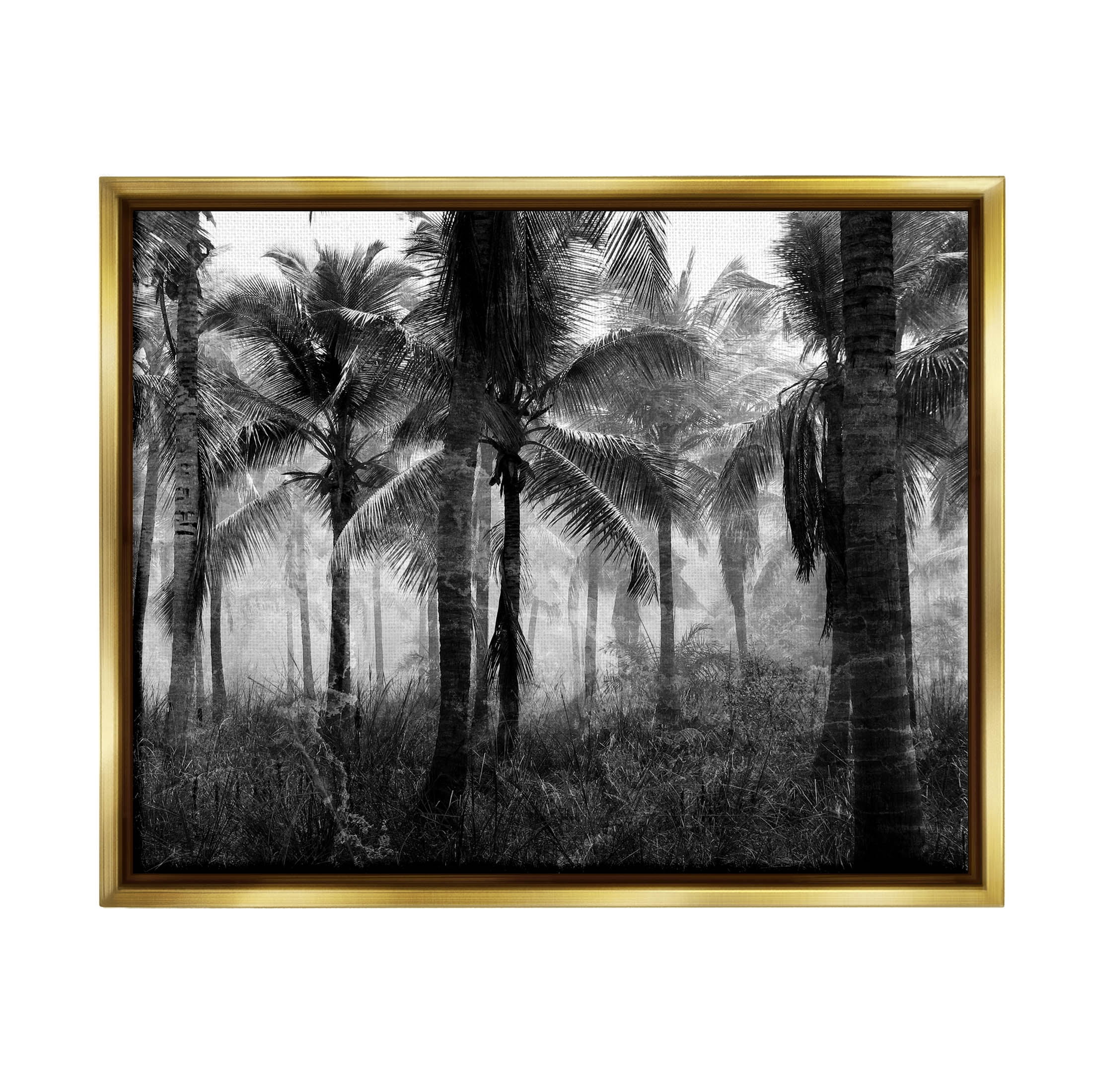Stupell Industries Dense Tropical Palm Tree Forest Photograph Metallic Gold Floating Framed Canvas Print Wall Art, Design by Kim Allen