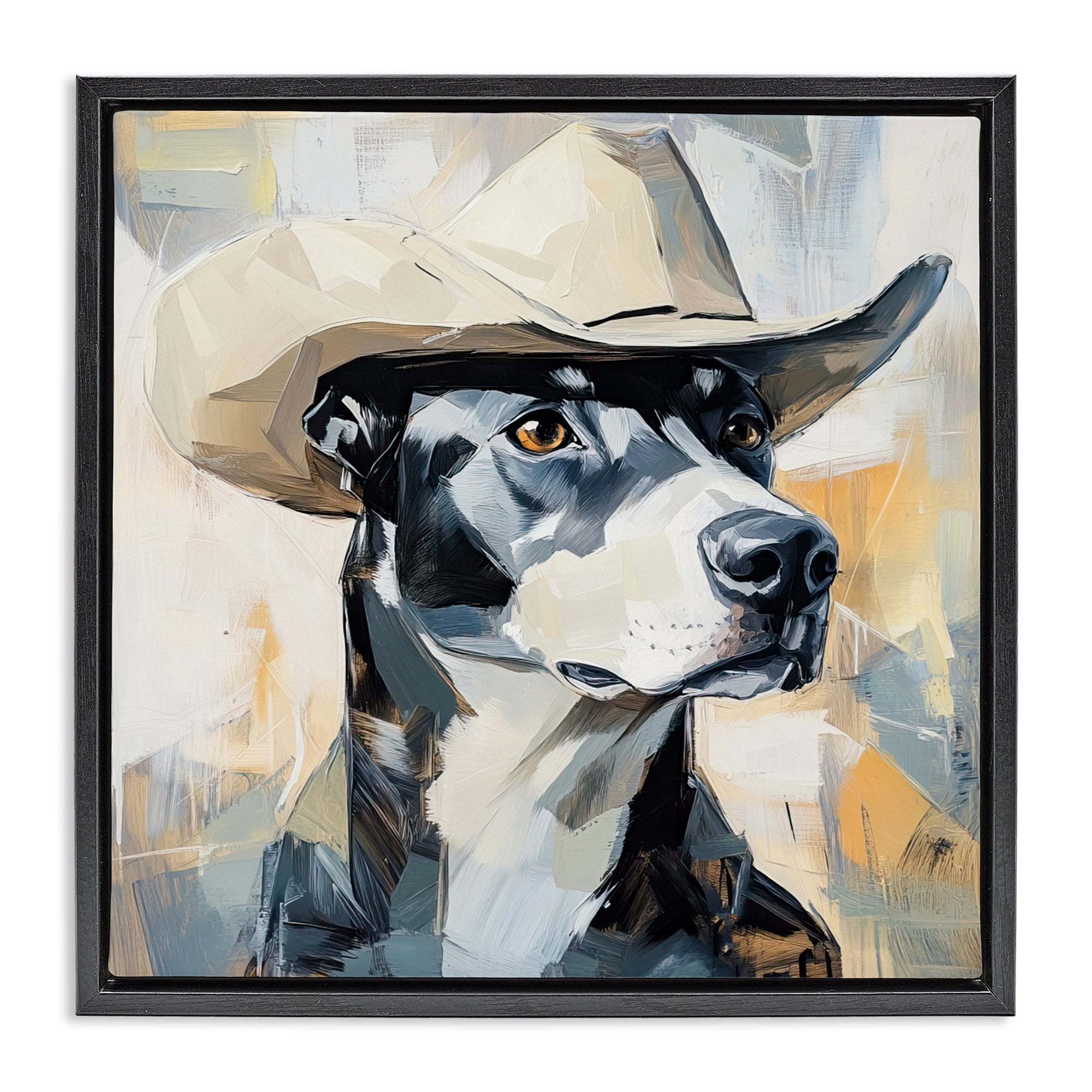 Stupell Industries Deputy Dog Cowboy Hat Black Framed Floater Canvas Wall Art, design by Tina LeCour