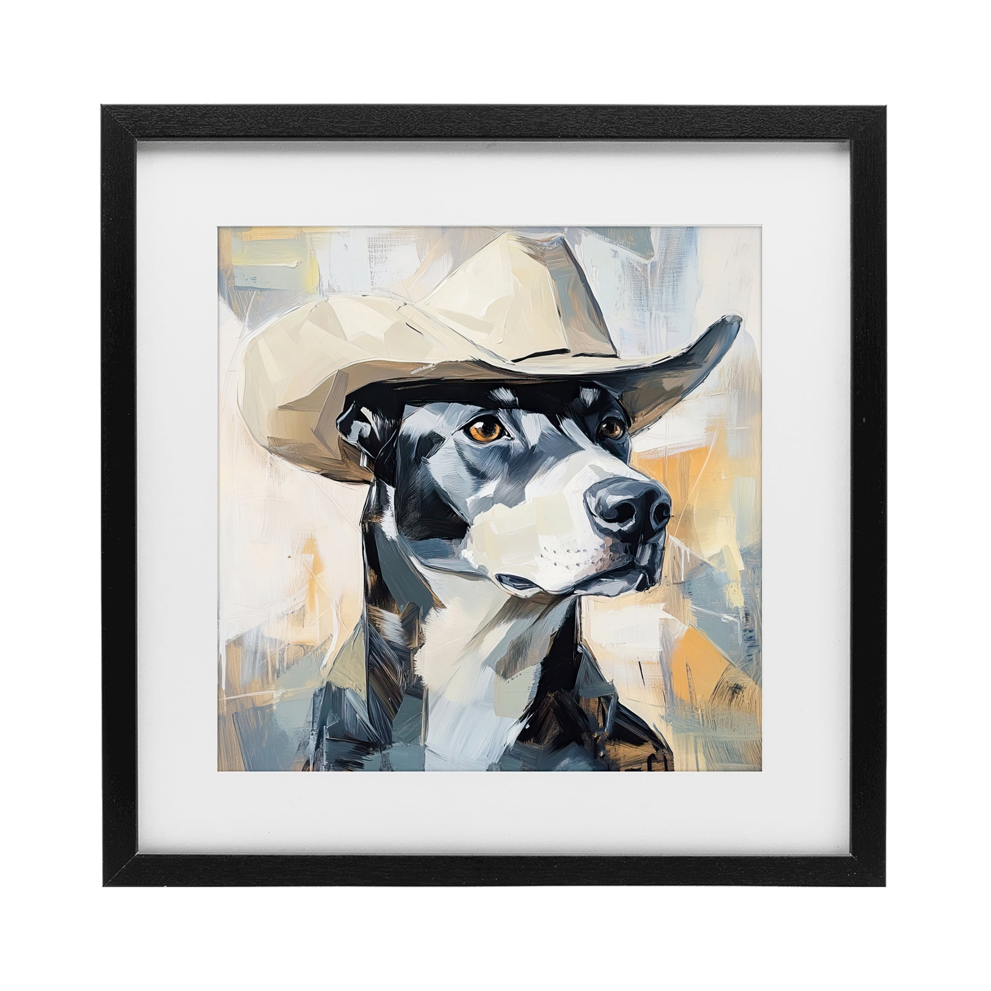 Stupell Industries Deputy Dog Cowboy Hat Black Framed Print Under Glass, design by Tina LeCour