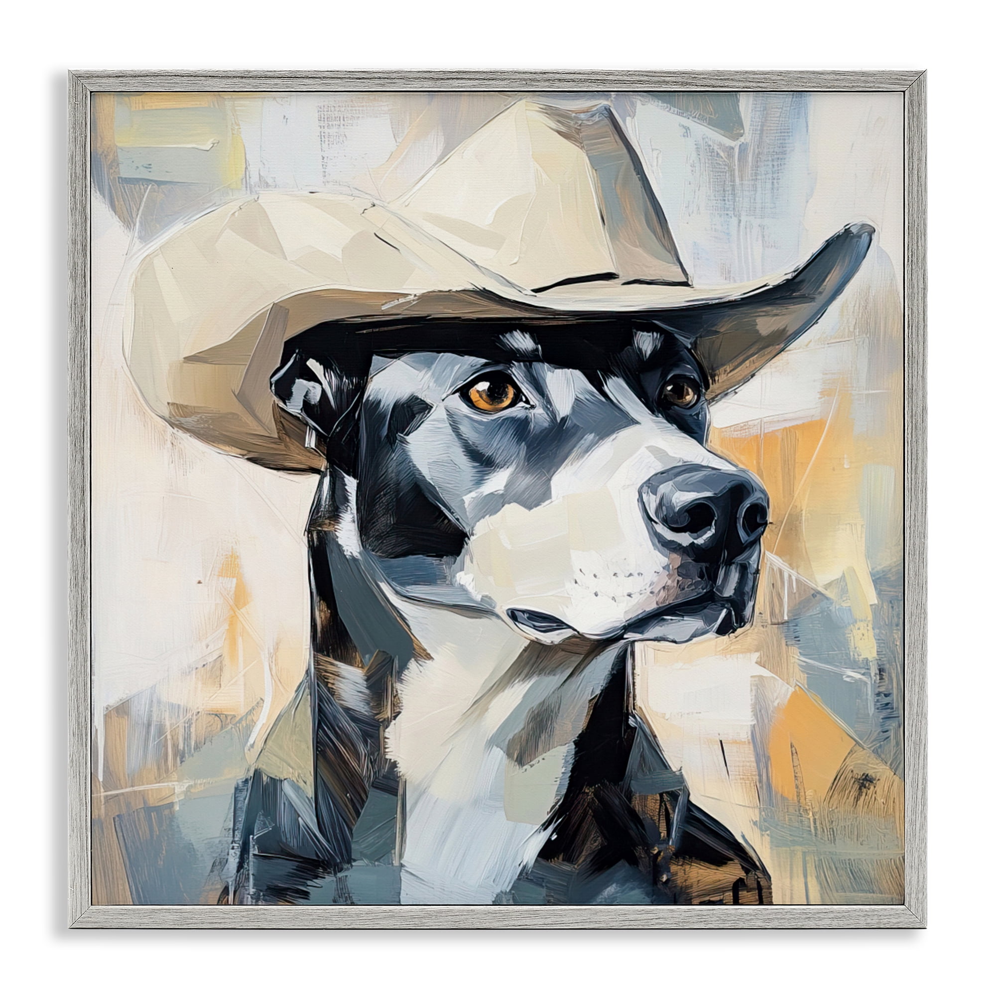 Stupell Industries Deputy Dog Cowboy Hat Gray Framed Giclee Art, design by Tina LeCour