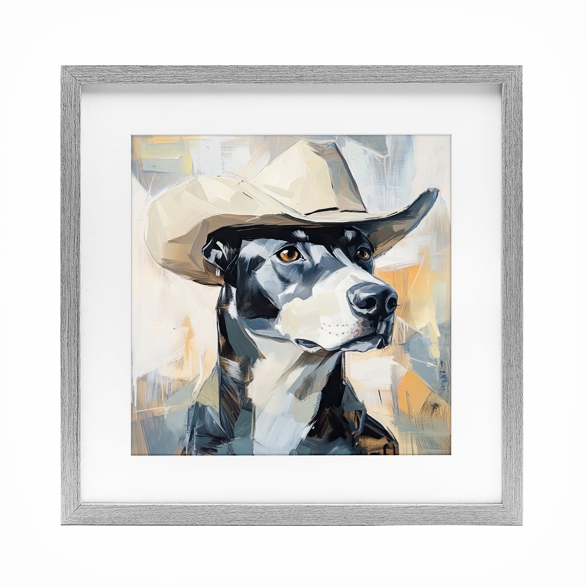 Stupell Industries Deputy Dog Cowboy Hat Gray Framed Print Under Glass, design by Tina LeCour
