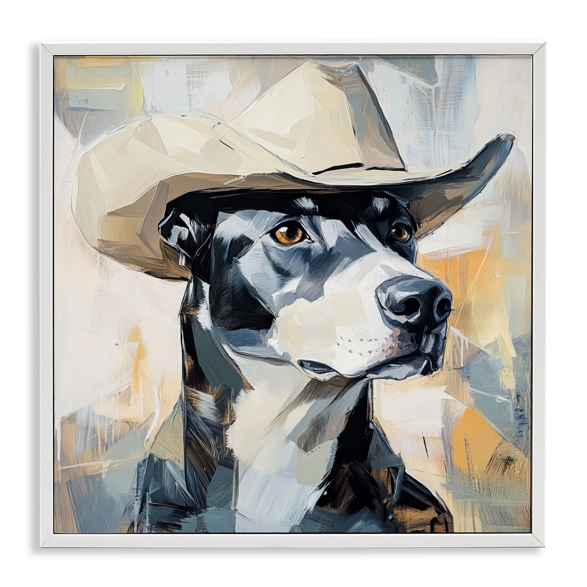 Stupell Industries Deputy Dog Cowboy Hat White Framed Giclee Art, design by Tina LeCour