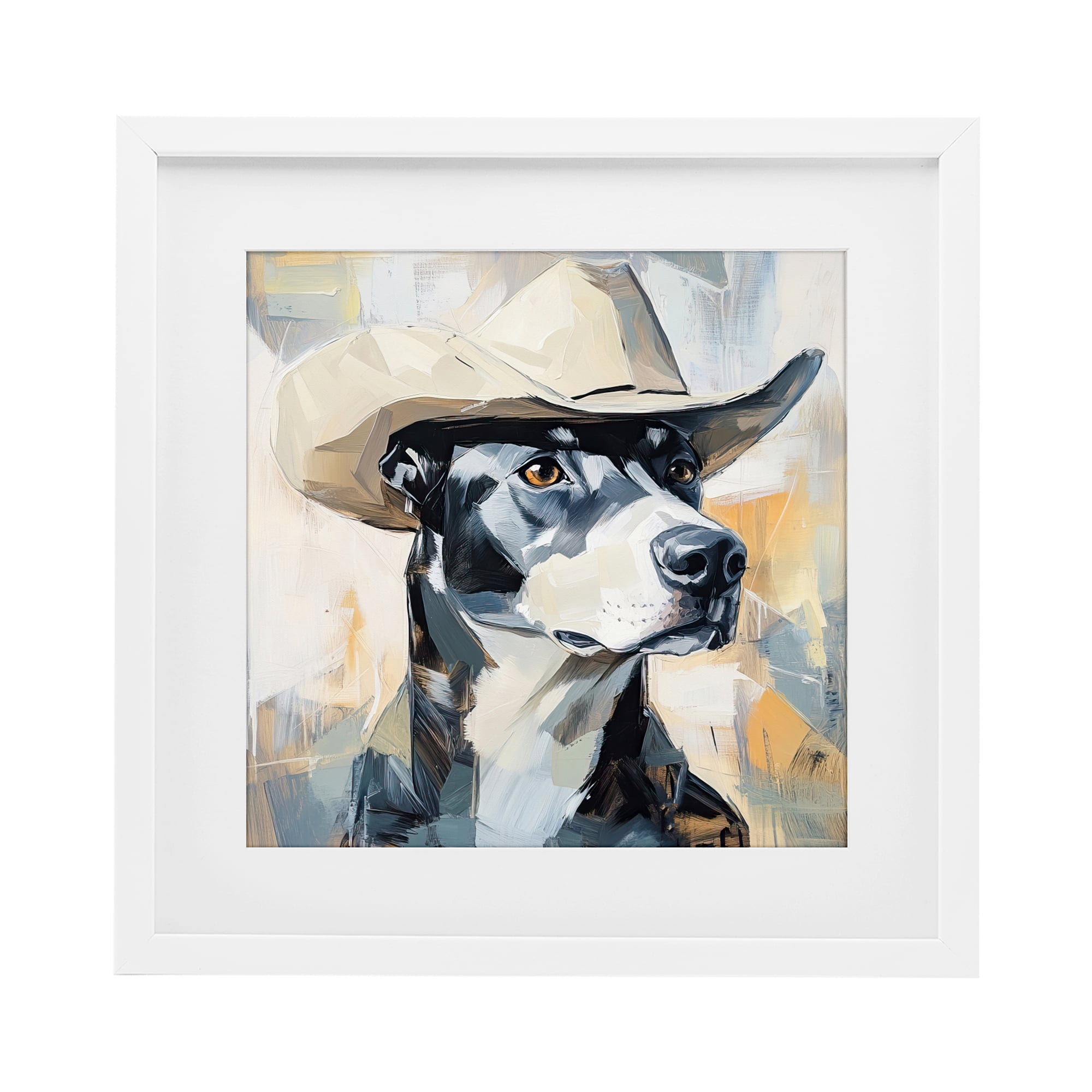 Stupell Industries Deputy Dog Cowboy Hat White Framed Print Under Glass, design by Tina LeCour