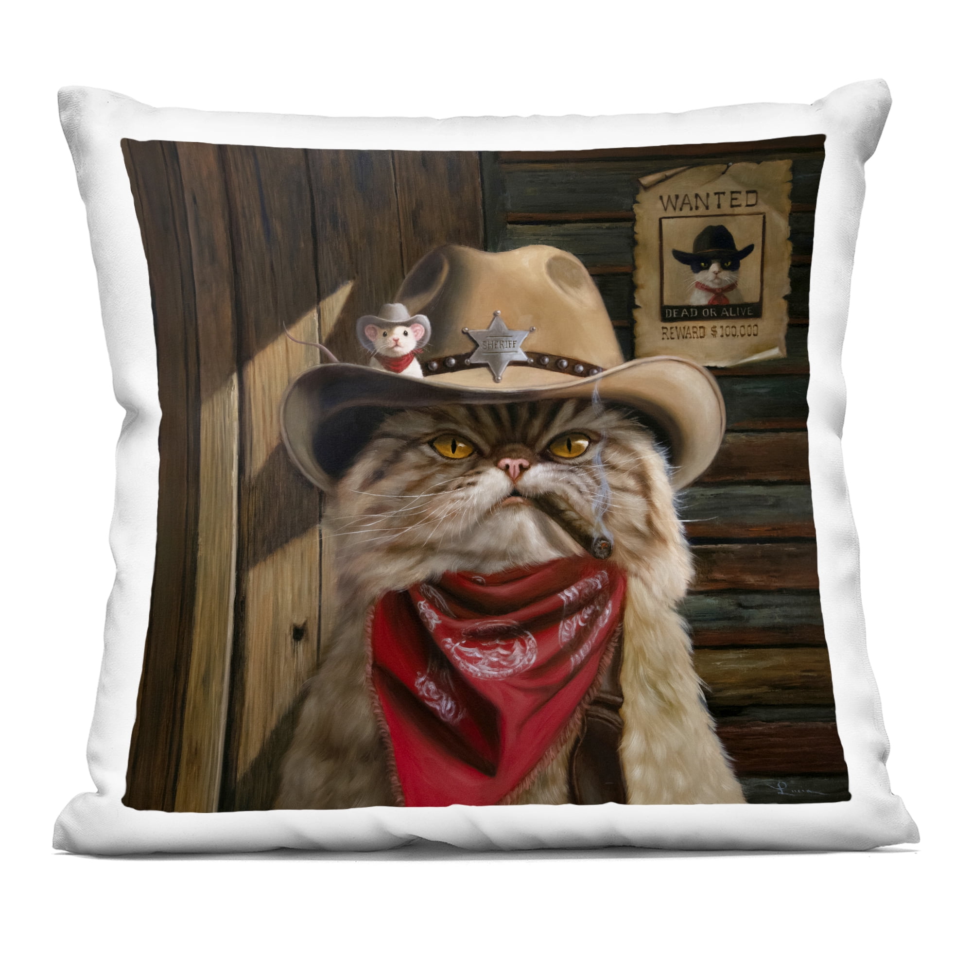 Stupell Industries Deputy Purrkins Cat Sheriff Decorative Printed Throw Pillow, design by Lucia Heffernan