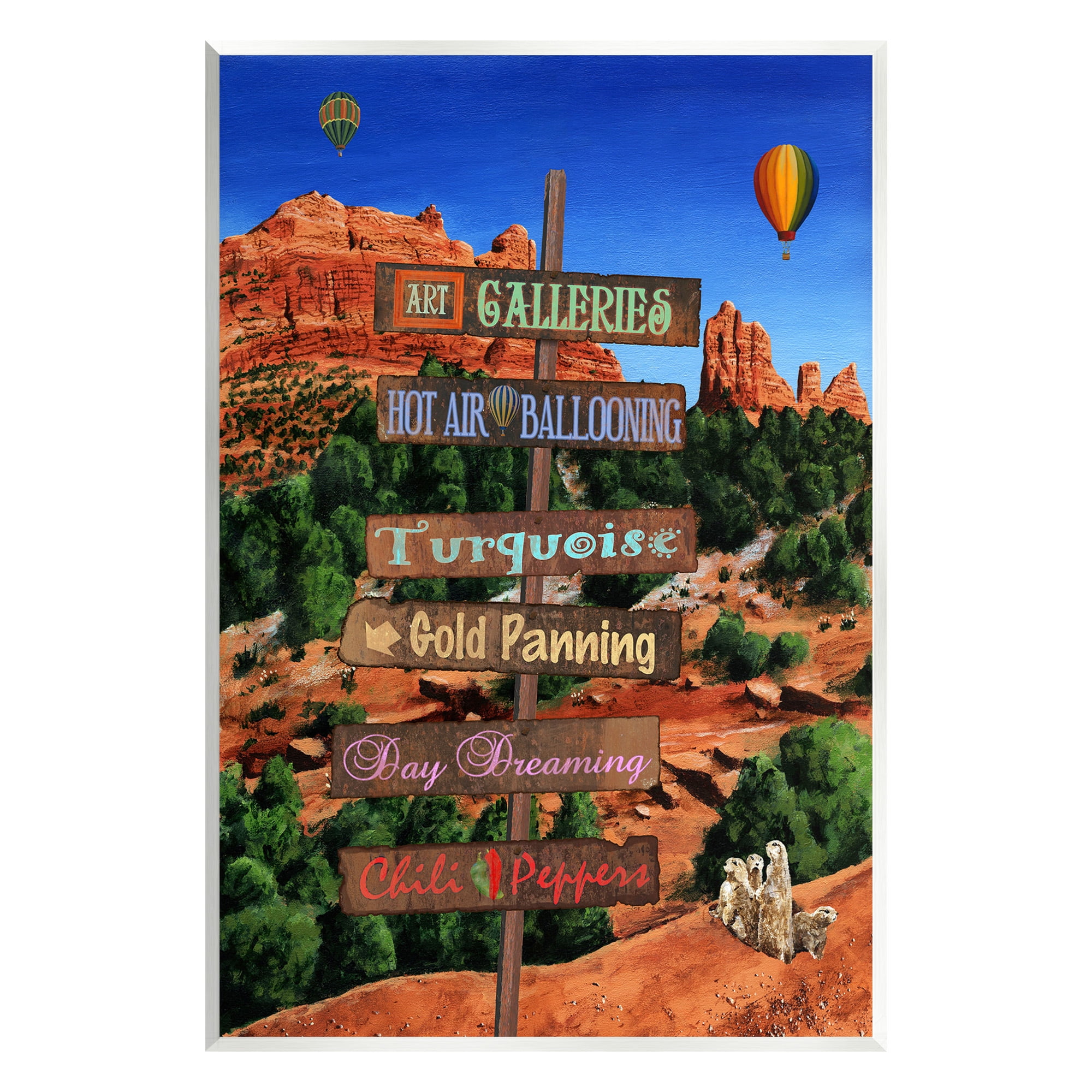 Stupell Industries Desert Activities Sign Landscape Painting Unframed Art Print Wall Art, 10 x 15