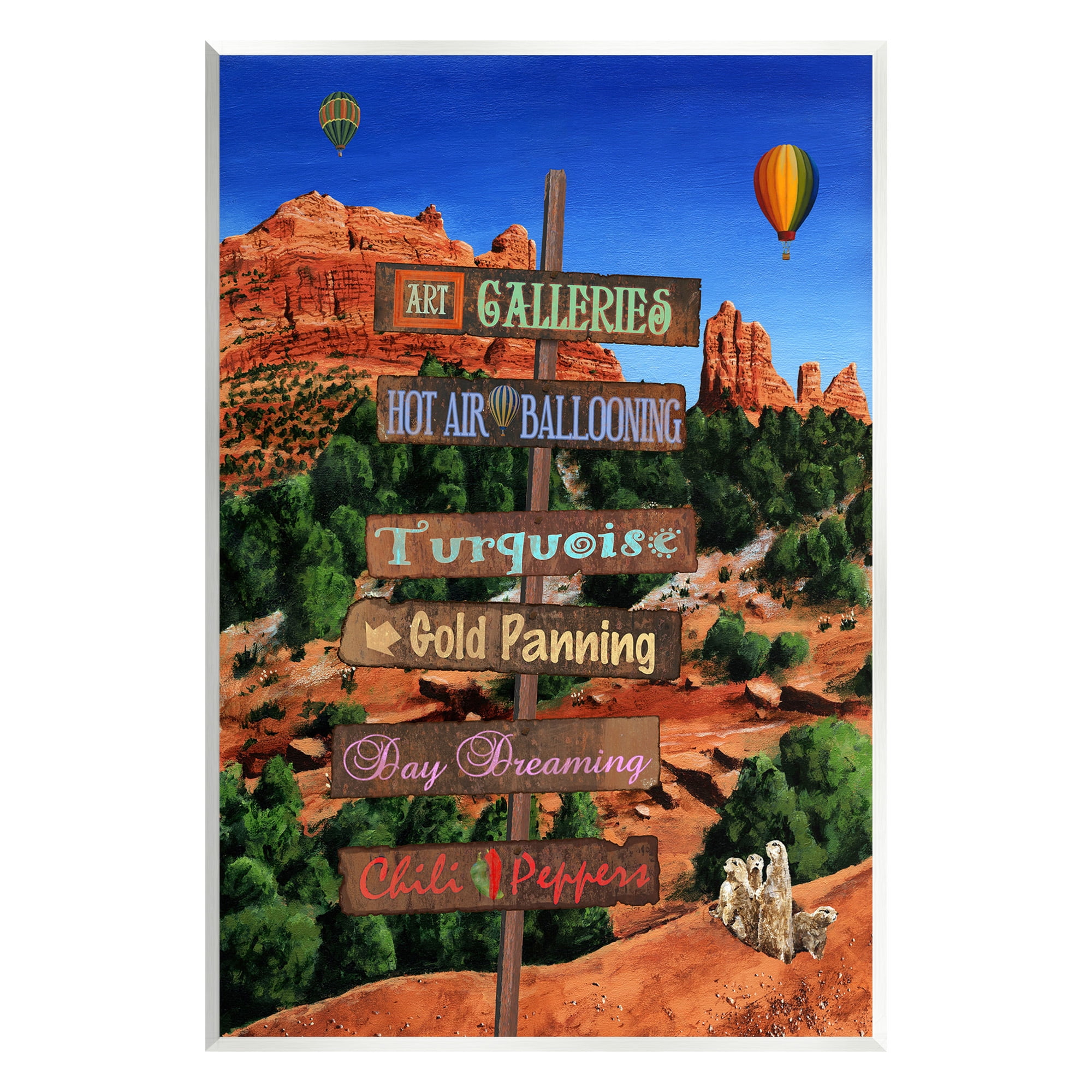 Stupell Industries Desert Activities Sign Landscape Painting Unframed Art Print Wall Art, 13 x 19