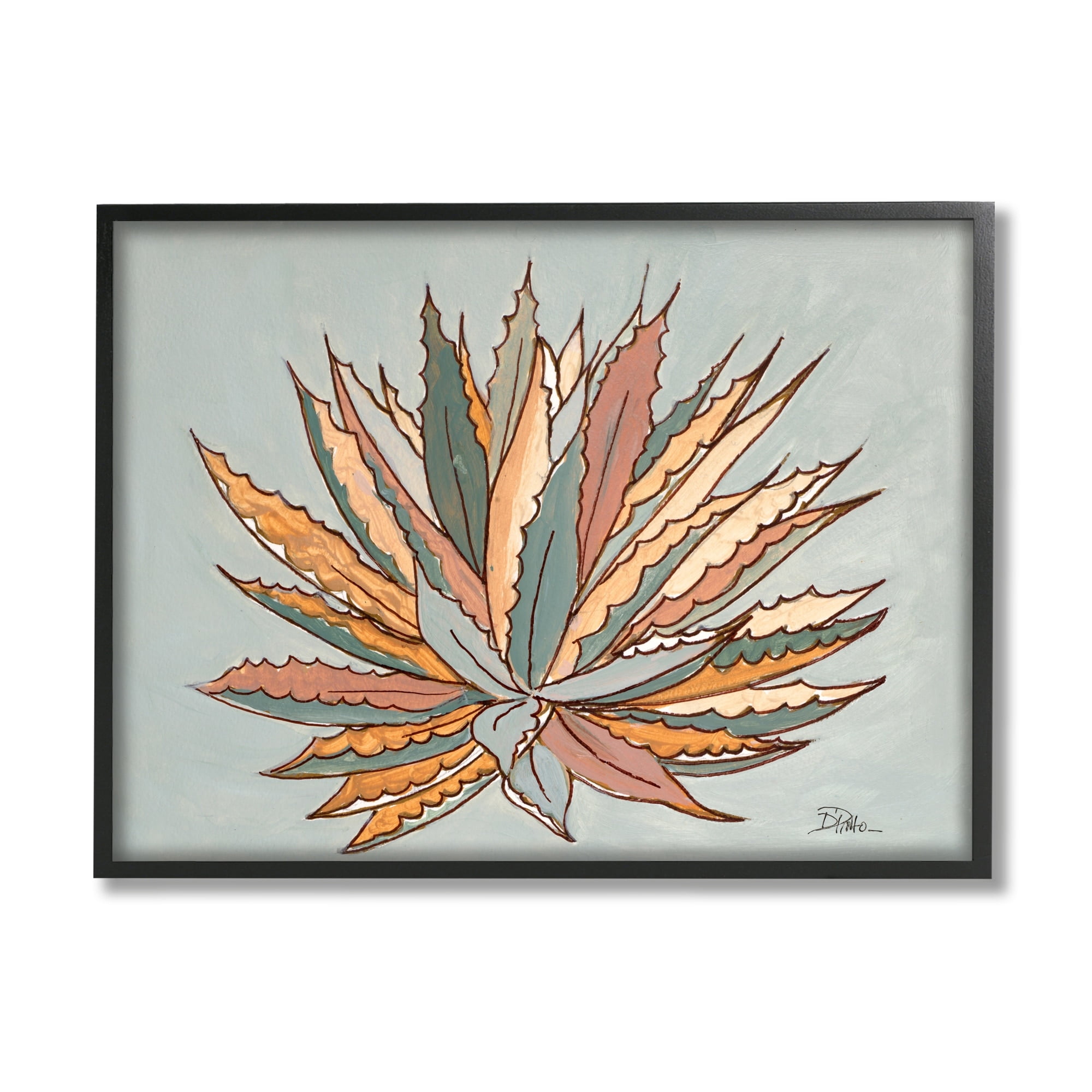 Stupell Industries Desert Boho Cactus Modern Agave Plant Painting, 14 x 11,Design by Patricia Pinto
