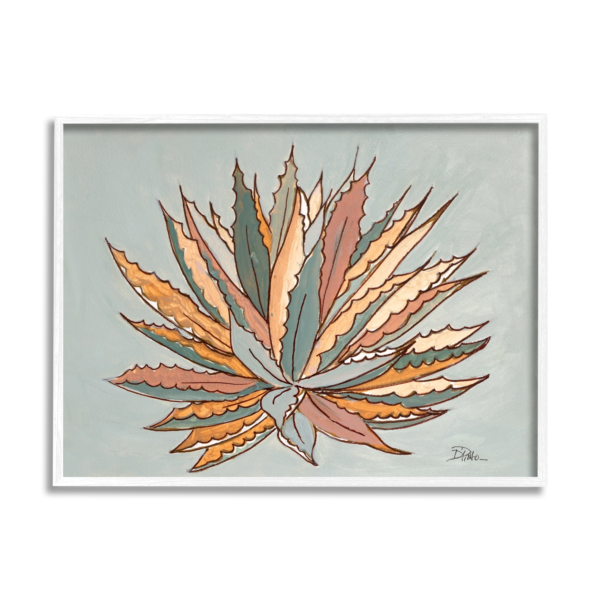 Stupell Industries Desert Boho Cactus Modern Agave Plant Painting, 14 x 11,Design by Patricia Pinto