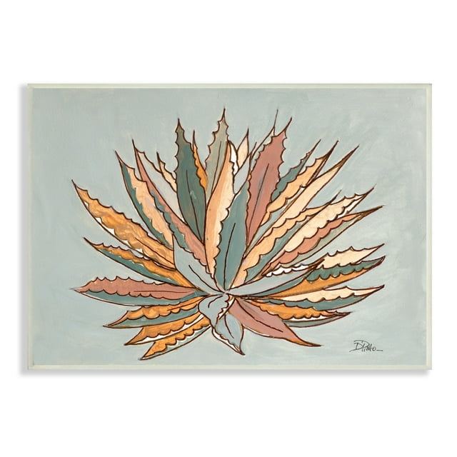 Stupell Industries Desert Boho Cactus Modern Agave Plant Painting, 15 x 10,Design by Patricia Pinto