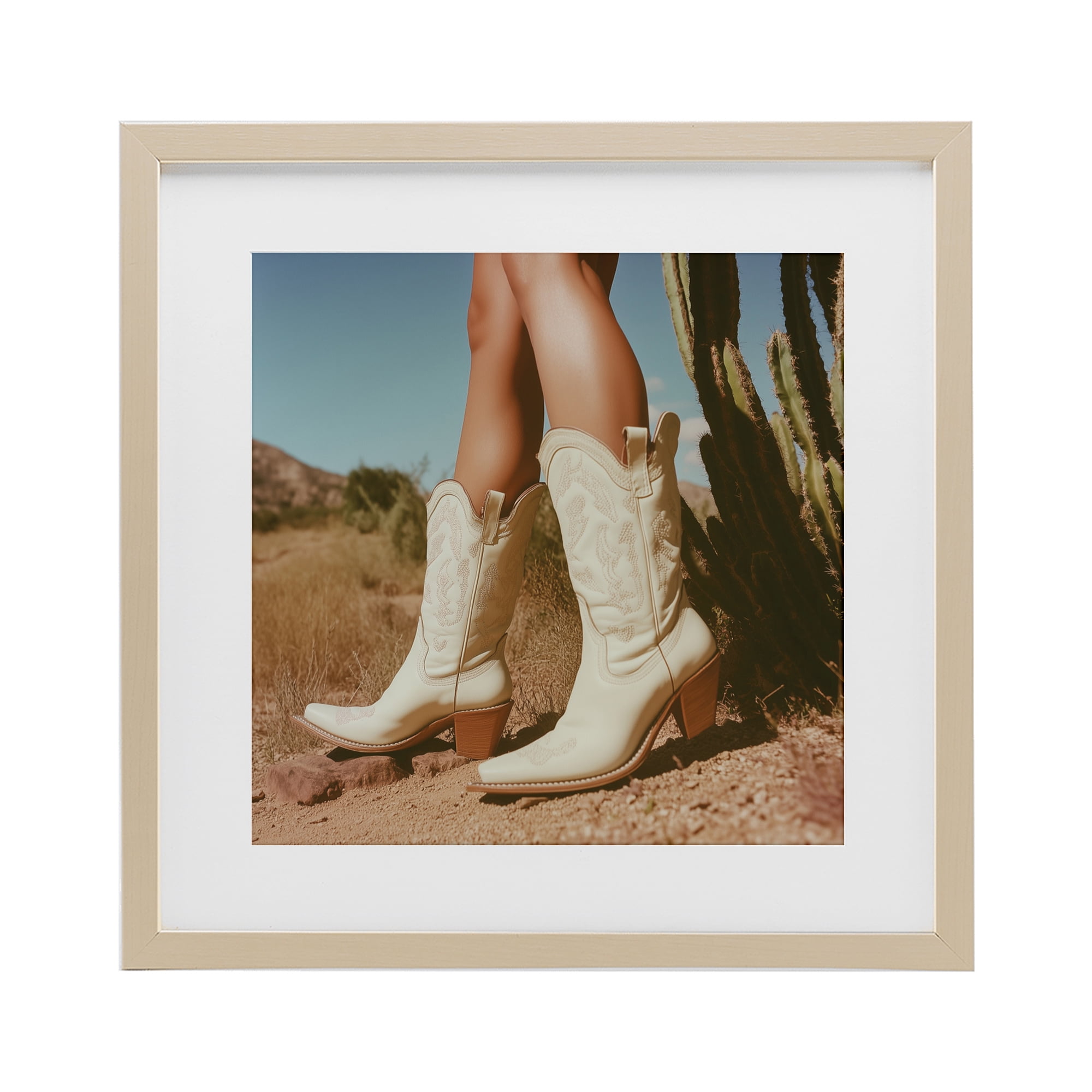 Stupell Industries Desert Boots Step Birch Framed Print Under Glass, design by Heidi Kuntz