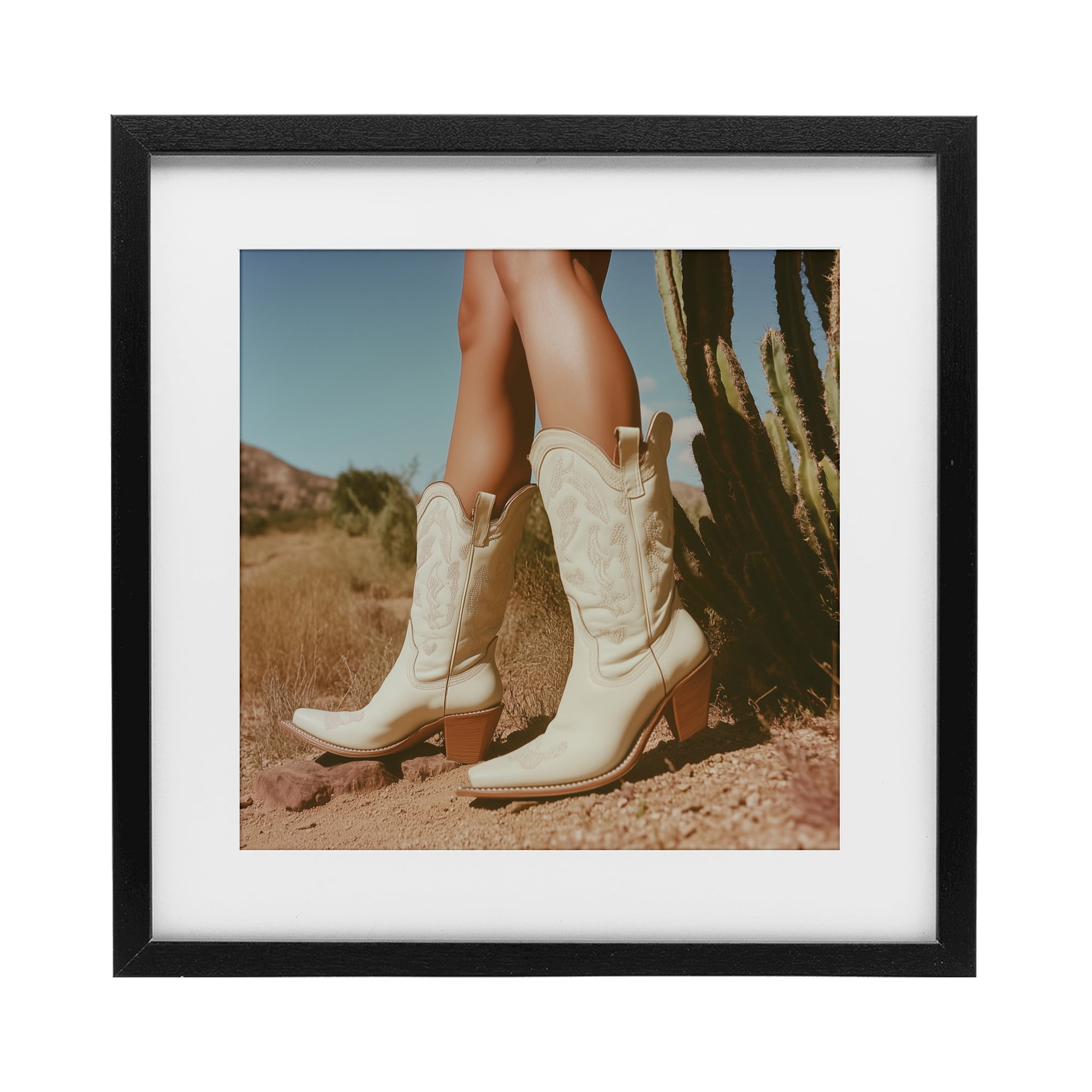 Stupell Industries Desert Boots Step Black Framed Print Under Glass, design by Heidi Kuntz
