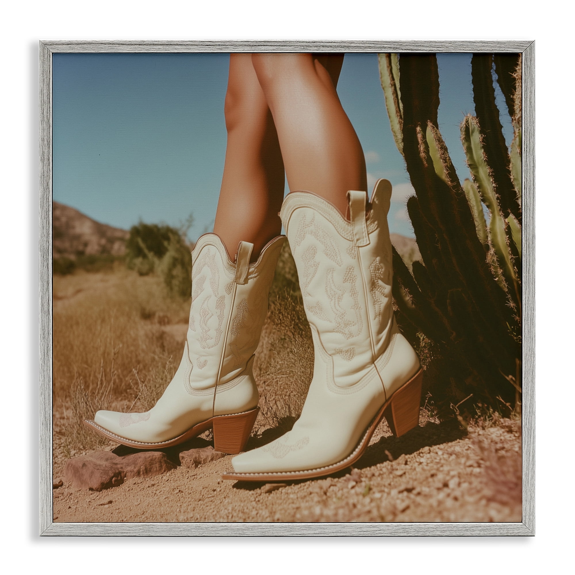 Stupell Industries Desert Boots Step Gray Framed Giclee Art, design by Heidi Kuntz