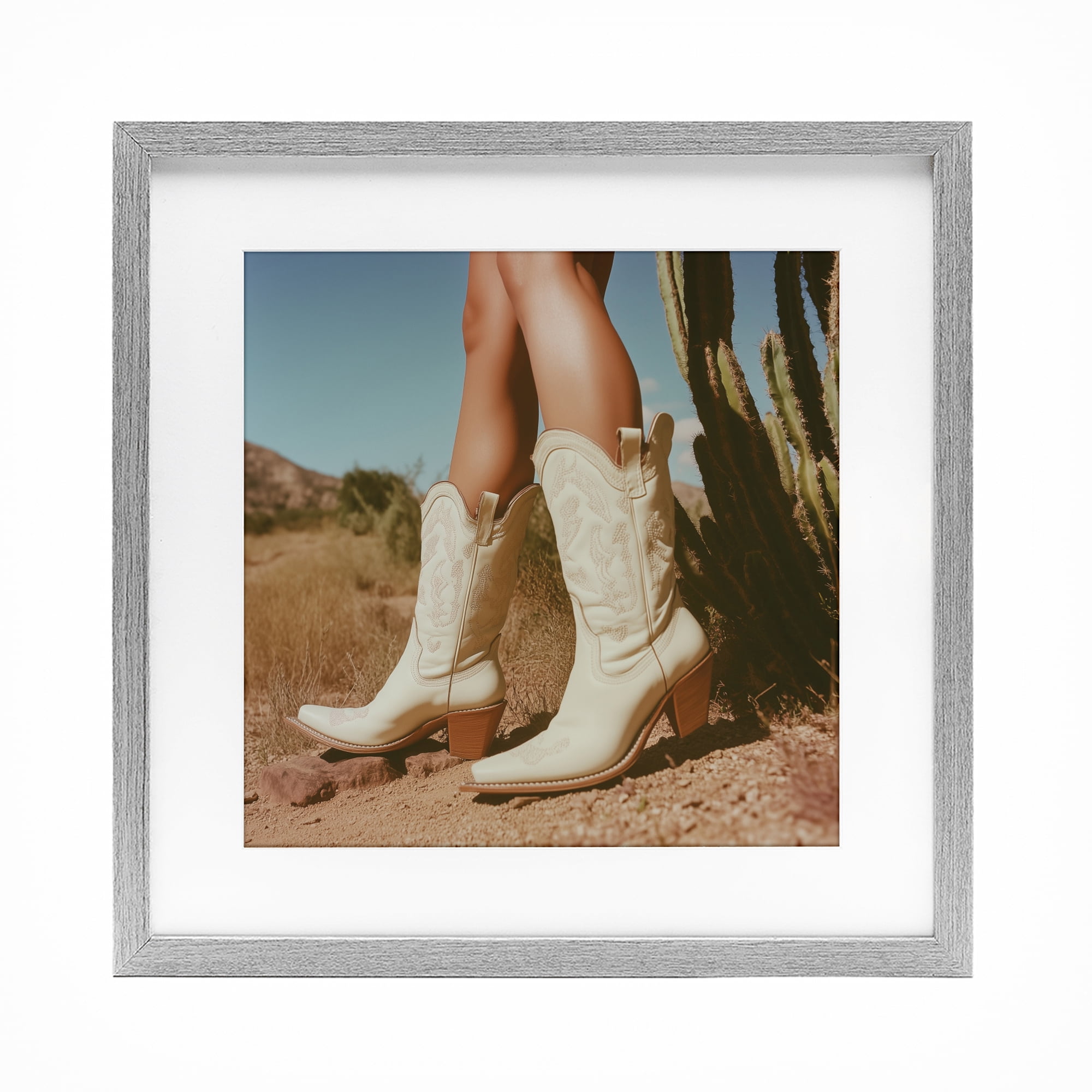 Stupell Industries Desert Boots Step Gray Framed Print Under Glass, design by Heidi Kuntz