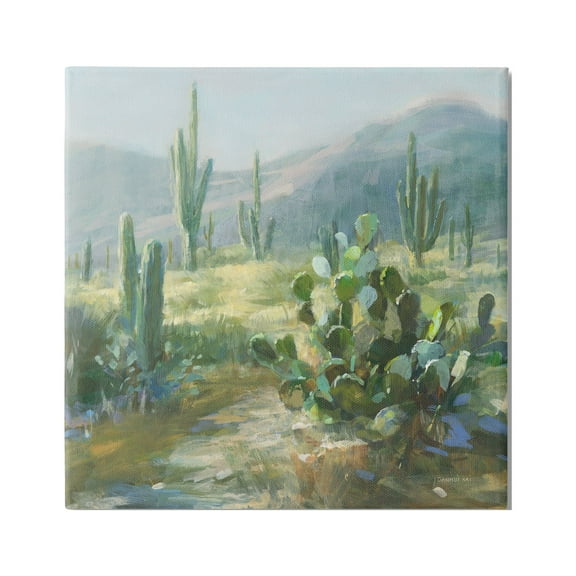 Stupell Industries Desert Cactus Landscape Nature Painting Gallery Wrapped Canvas Print Wall Art, 17 x 17