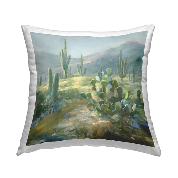 Stupell Industries Desert Cactus Mountain Landscape Square Decorative Printed Throw Pillow, 18 x 18