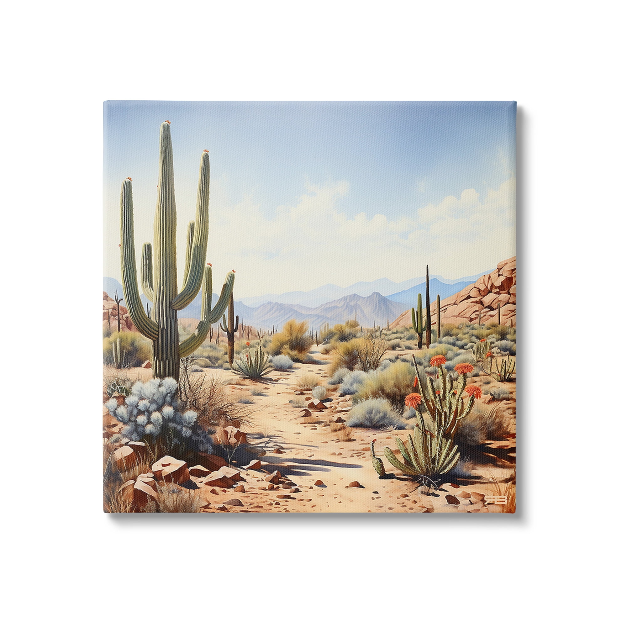 Stupell Industries Desert Cactus Path Landscape Painting Gallery Wrapped Canvas Art Print Wall Art, 24 x 24