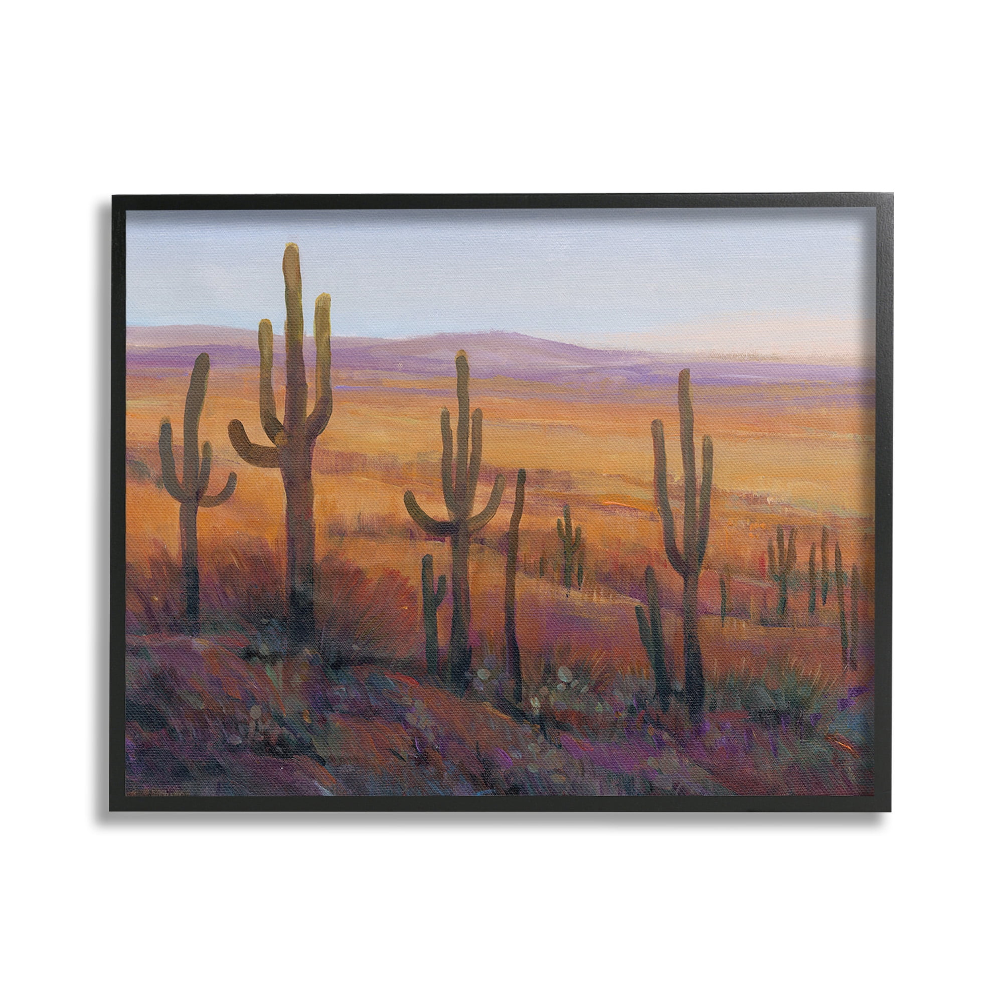 Stupell Industries Desert Cactus Plants Landscape Painting Black Framed Art Print Wall Art, 30 x 24