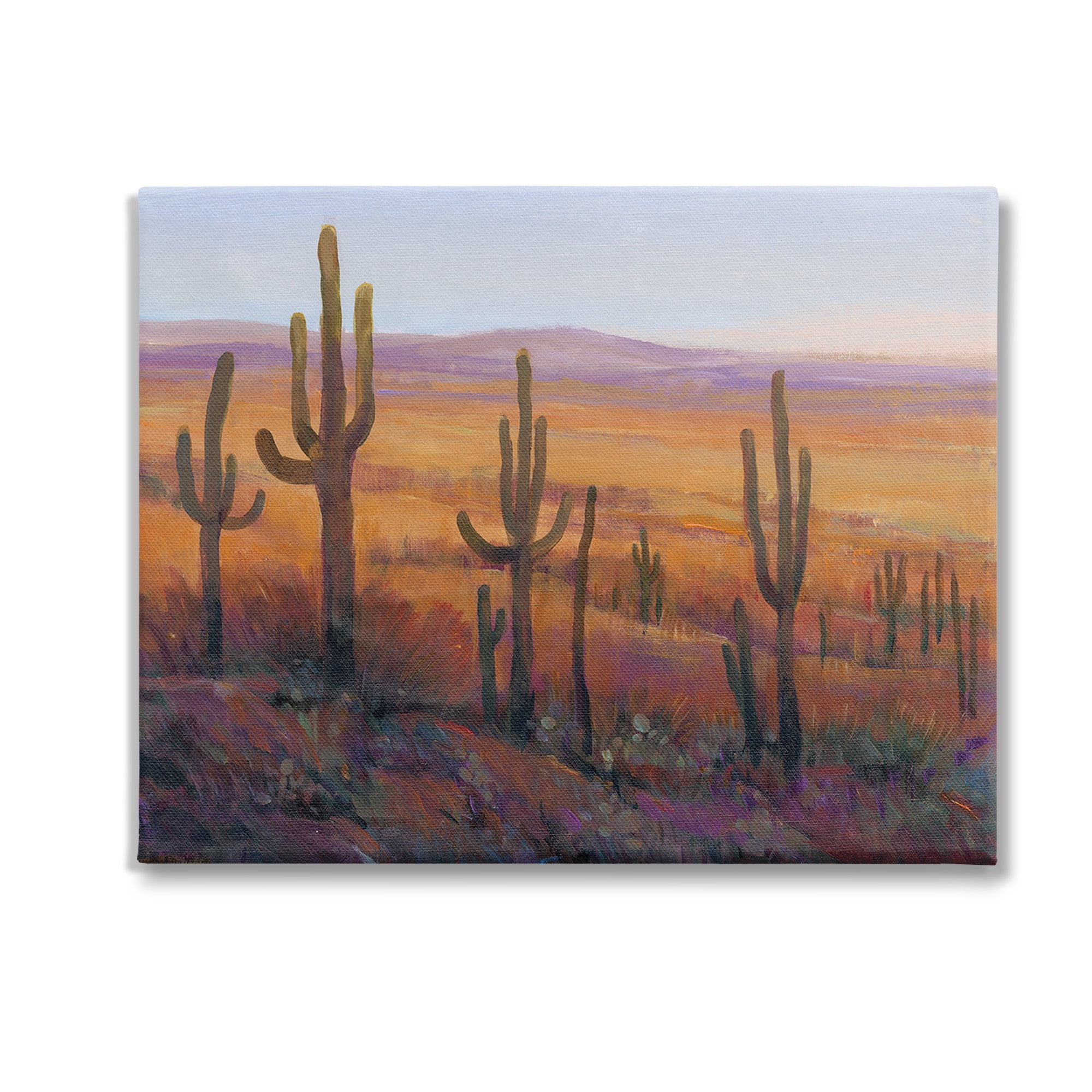 Stupell Industries Desert Cactus Plants Landscape Painting Gallery Wrapped Canvas Art Print Wall Art, 20 x 16