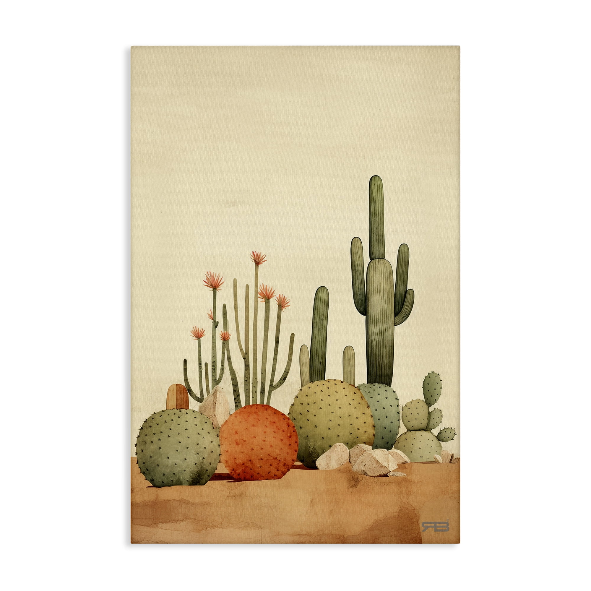 Stupell Industries Desert Cactus Scenery Landscape Painting Gallery Wrapped Canvas Art Print Wall Art, 30 x 45