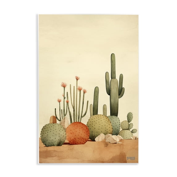Stupell Industries Desert Cactus Scenery Landscape Painting Unframed Art Print Wall Art, 13 x 19
