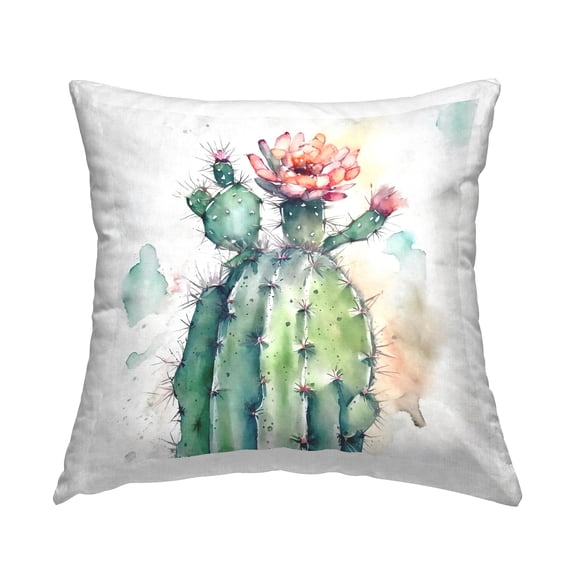 Stupell Industries Desert Cactus Watercolor Flower Square Decorative Printed Throw Pillow, 18 x 18,