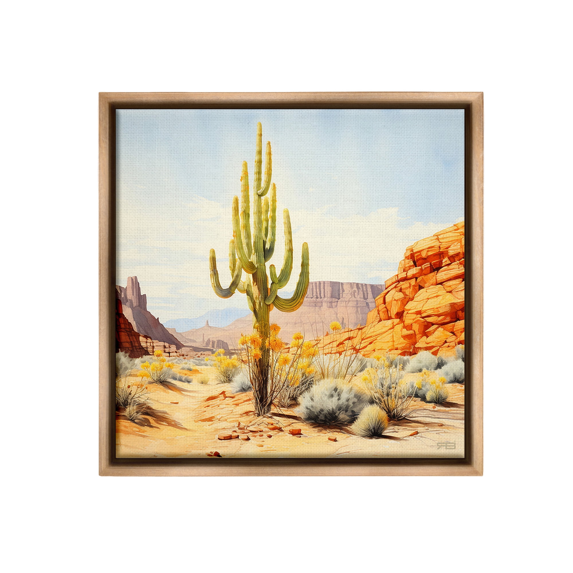 Stupell Industries Desert Canyon Mesa Landscape Painting Brown Floater Framed Canvas Art Print Wall Art, 25 x 25