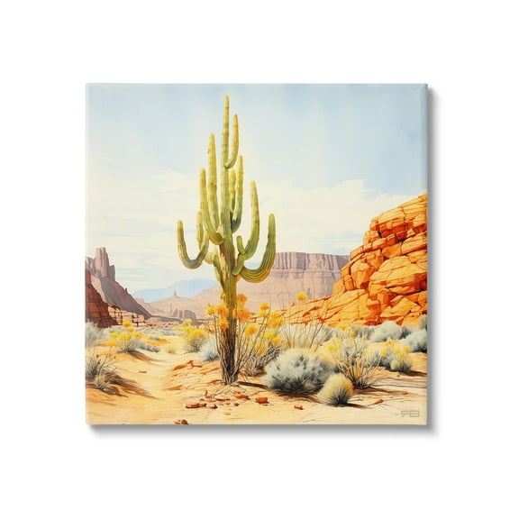 Stupell Industries Desert Canyon Mesa Landscape Painting Gallery Wrapped Canvas Art Print Wall Art, 17 x 17