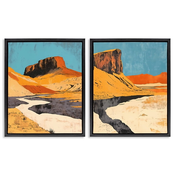 Stupell Industries Desert Canyon Pass 2 Piece Black Framed Floater Canvas Set, design by Walker Noble