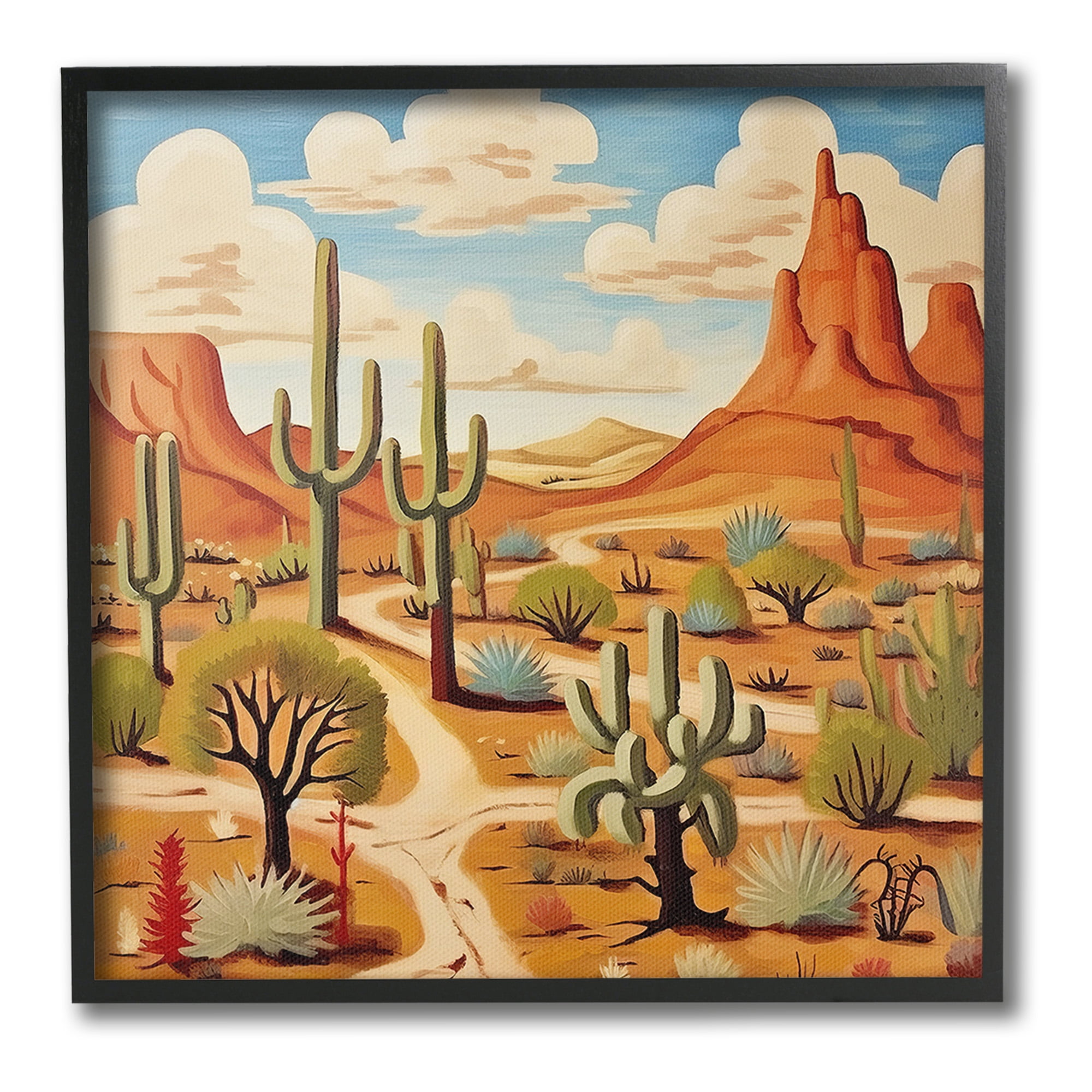 Stupell Industries Desert Canyon Path Landscape Painting Black Framed Art Print Wall Art, 12 x 12