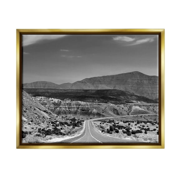 Stupell Industries Desert Canyon Road Landscape Photography Gold Floater Framed Canvas Art Print Wall Art, 21 x 17
