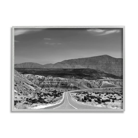 Stupell Industries Desert Canyon Road Landscape Photography Gray Framed Art Print Wall Art, 14 x 11