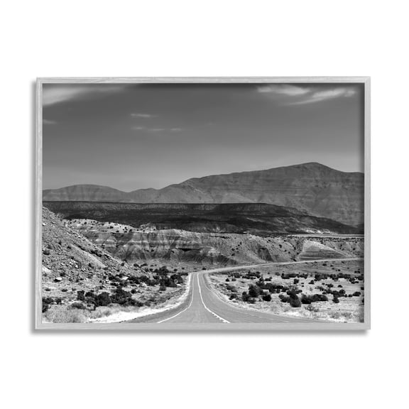 Stupell Industries Desert Canyon Road Landscape Photography Gray Framed Art Print Wall Art, 30 x 24