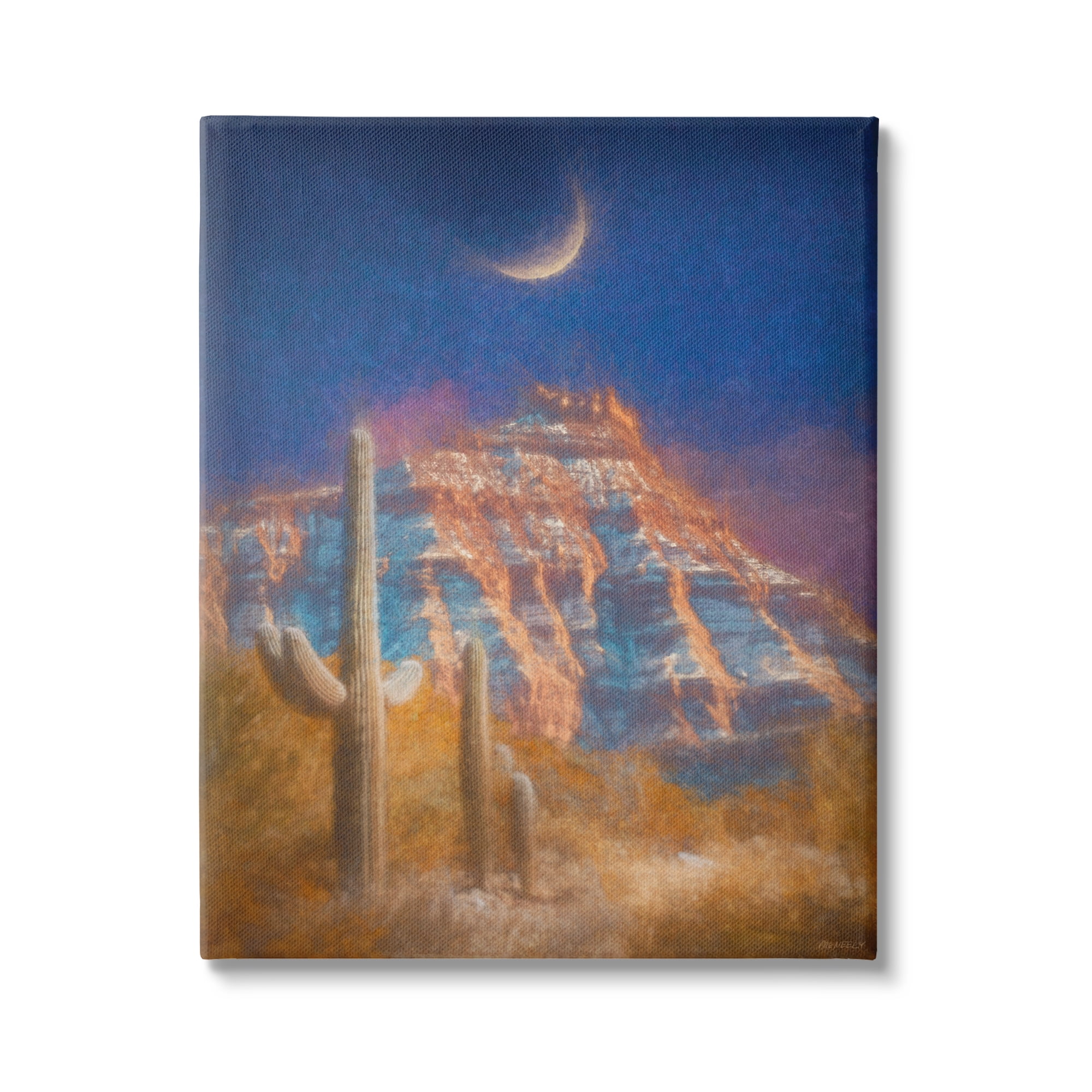 Stupell Industries Desert Canyon at Night Nature Painting Gallery Wrapped Canvas Print Wall Art, 16 x 20