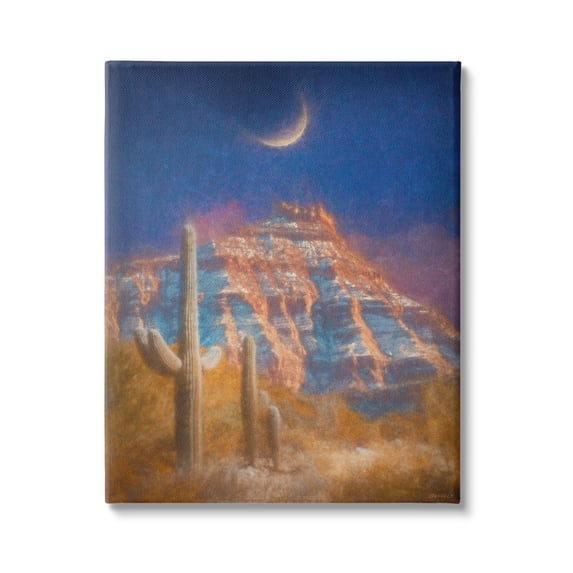 Stupell Industries Desert Canyon at Night Nature Painting Gallery Wrapped Canvas Print Wall Art, 30 x 40