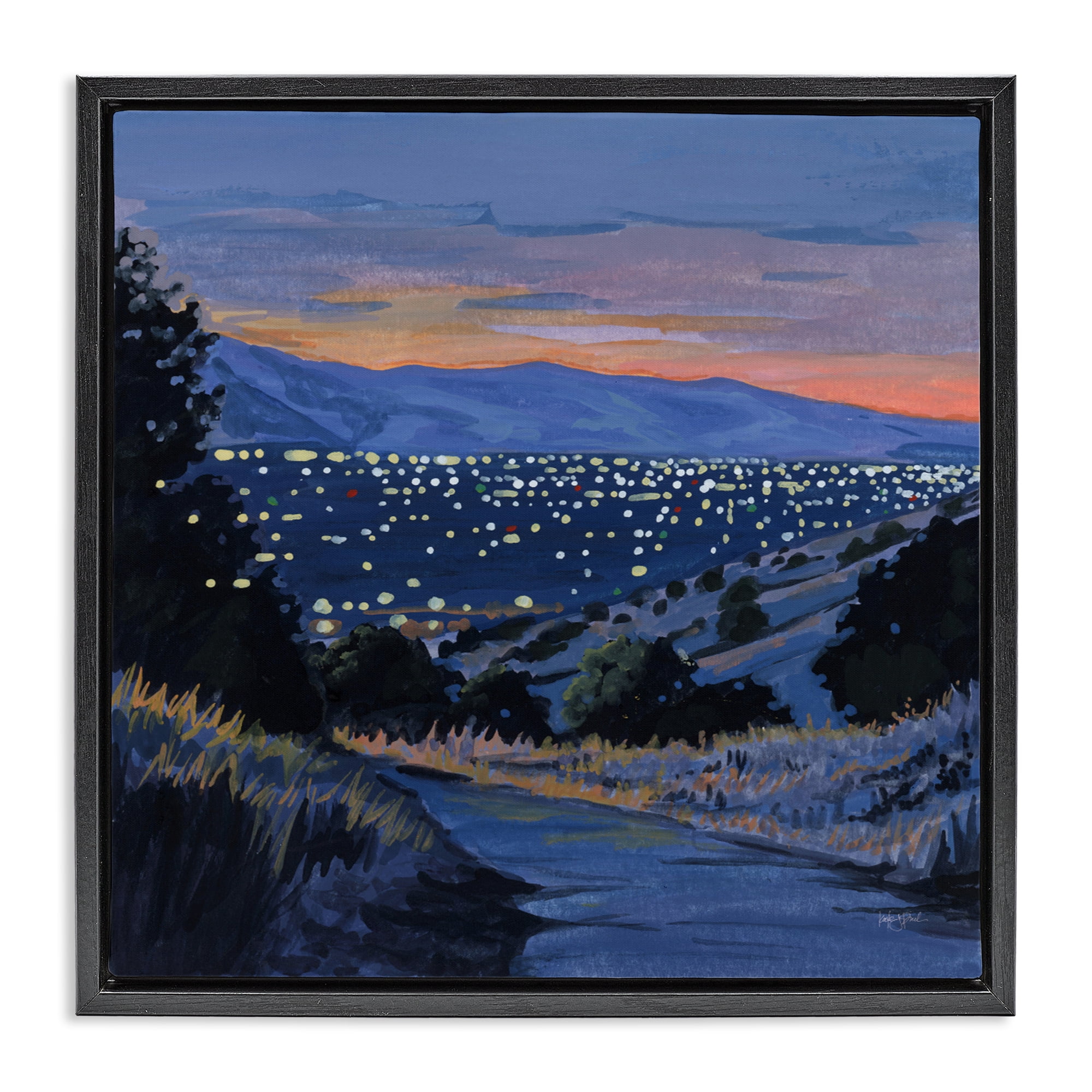 Stupell Industries Desert City Lights At Dusk Black Framed Floater Canvas Wall Art, design by Kate Jarvik Birch
