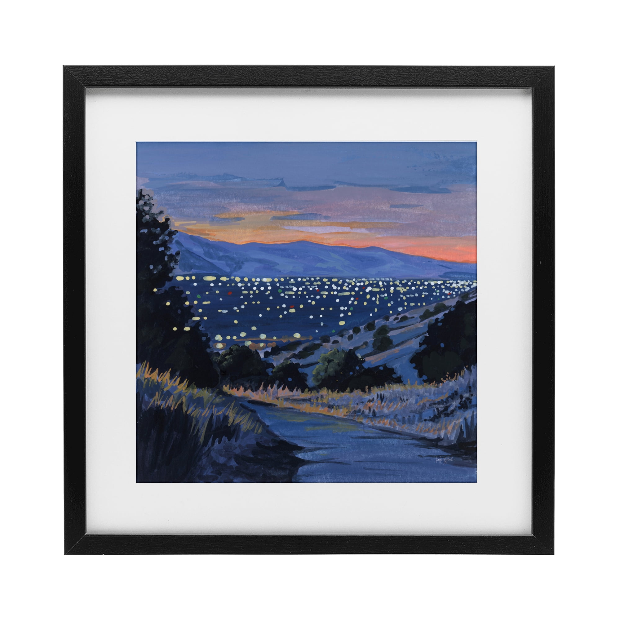 Stupell Industries Desert City Lights At Dusk Black Framed Print Under Glass, design by Kate Jarvik Birch