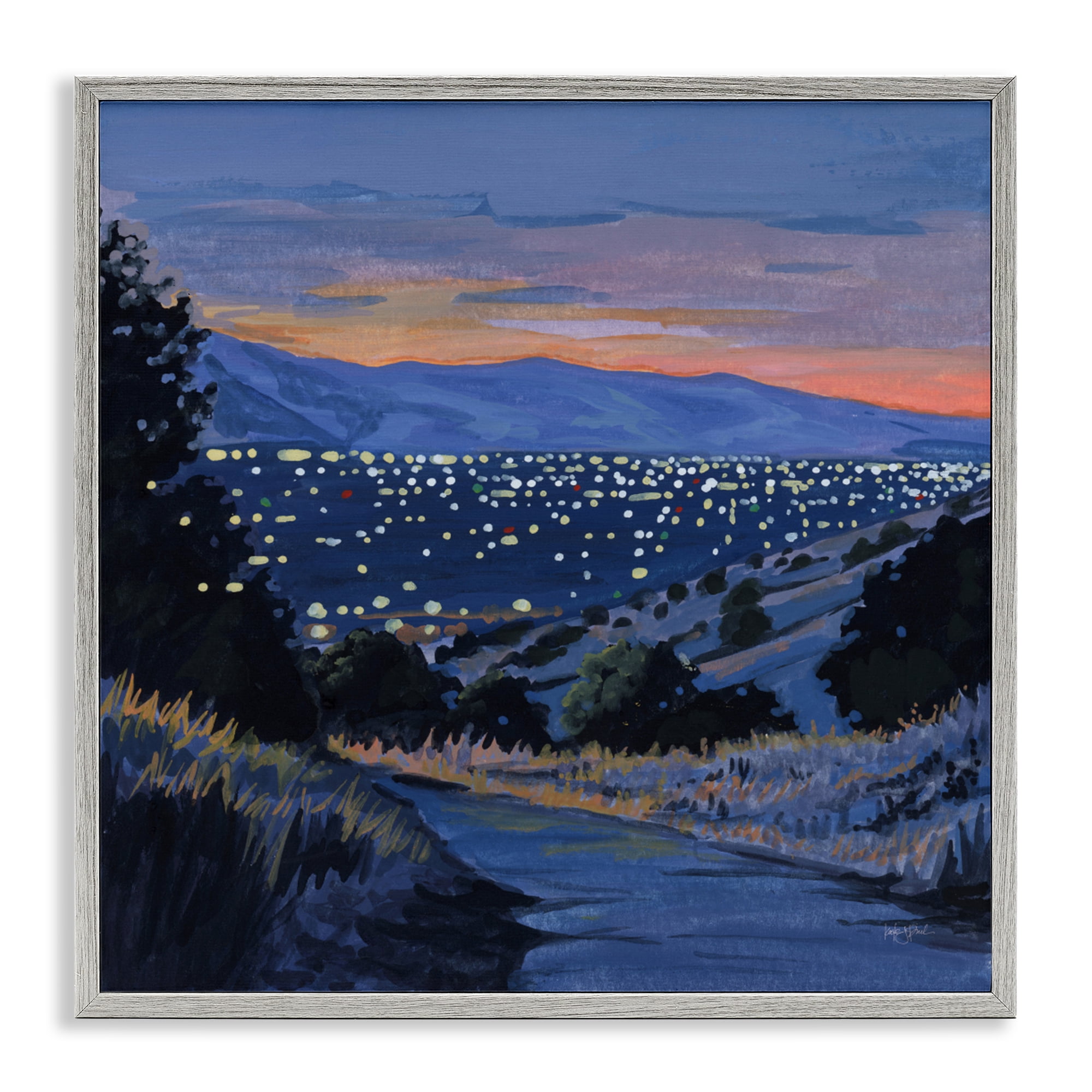 Stupell Industries Desert City Lights At Dusk Gray Framed Giclee Art, design by Kate Jarvik Birch