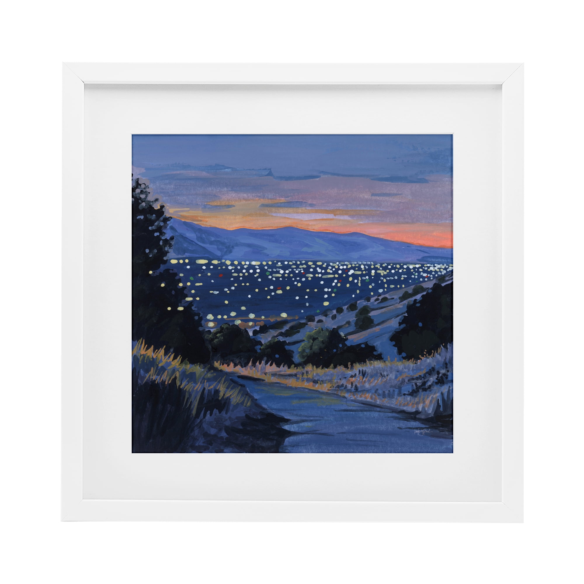 Stupell Industries Desert City Lights At Dusk White Framed Print Under Glass, design by Kate Jarvik Birch