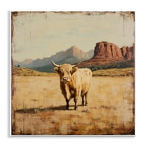 Stupell Industries Desert Cow Portrait Wall Plaque Art design by Petal Prints Design, 12 x 12