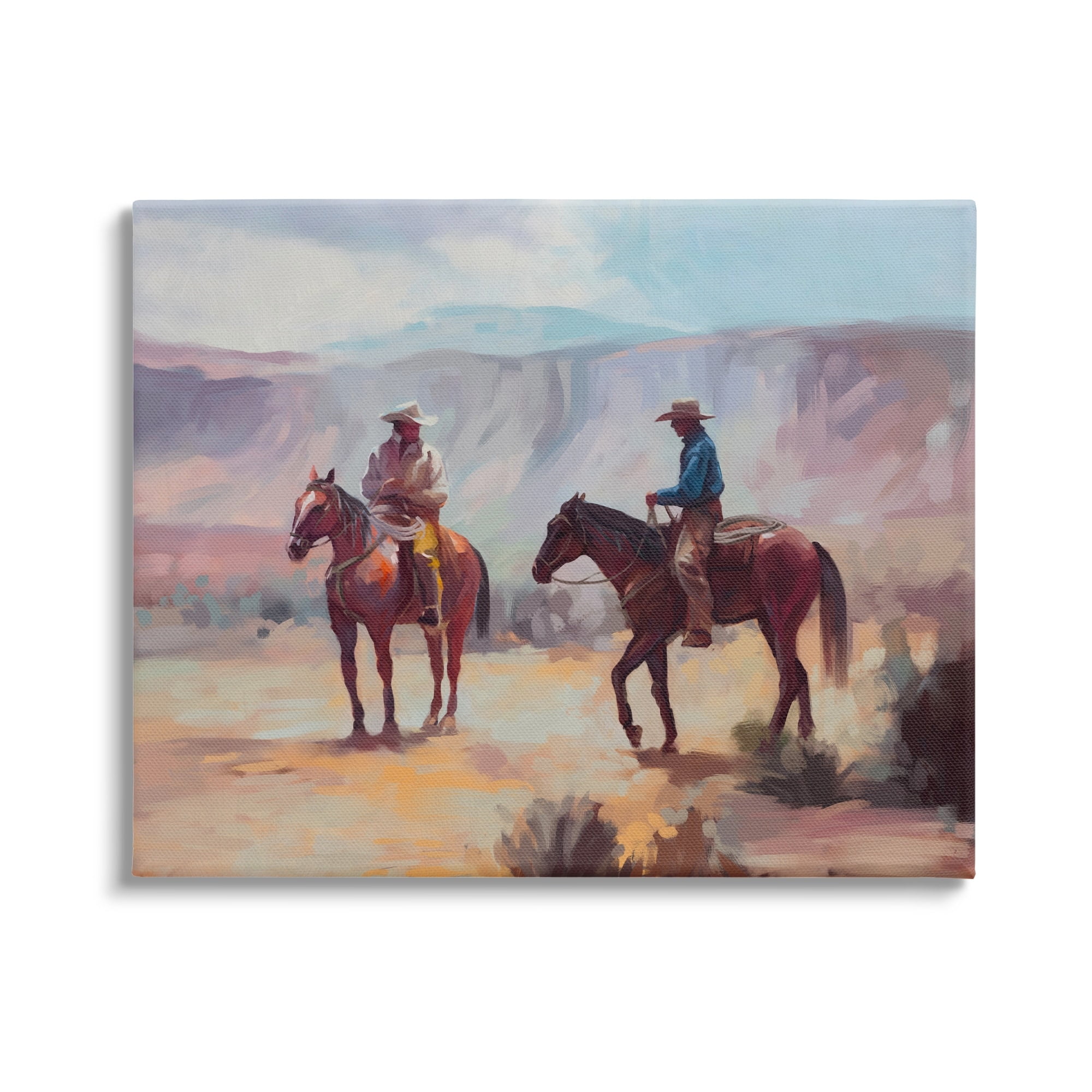 Desert Cowboys Horses Landscape Canvas Wall Art, 24 x 30