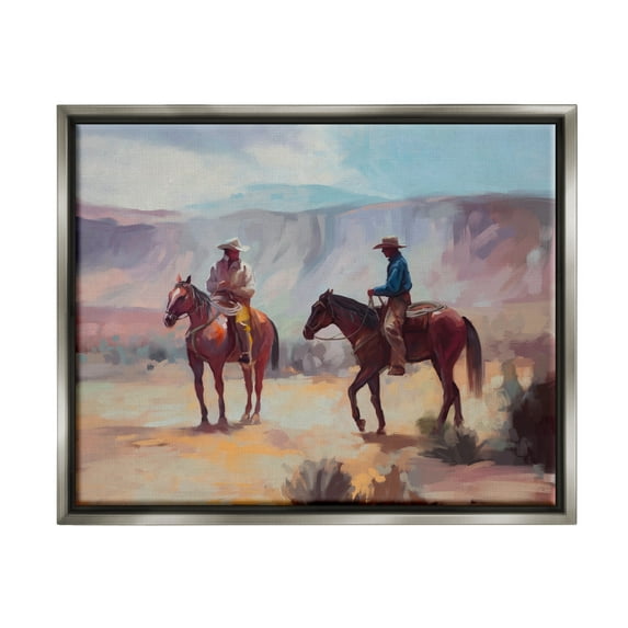 Stupell Industries Desert Cowboys Horses Landscape Animals & Insects Painting Gray Floater Framed Art Print Wall Art