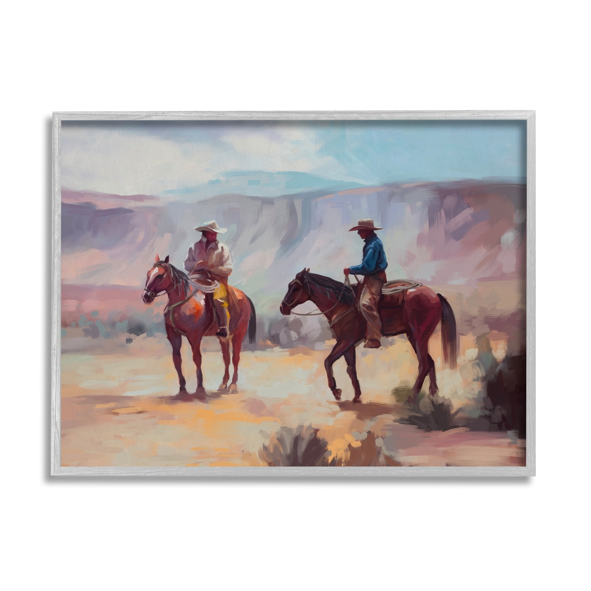 Stupell Industries Desert Cowboys Horses Landscape Animals & Insects Painting Gray Framed Art Print Wall Art