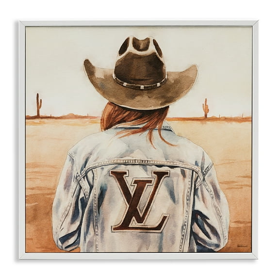 Stupell Industries Desert Cowgirl Fashion Brand People Painting White Framed Art Print Wall Art, 24 x 24