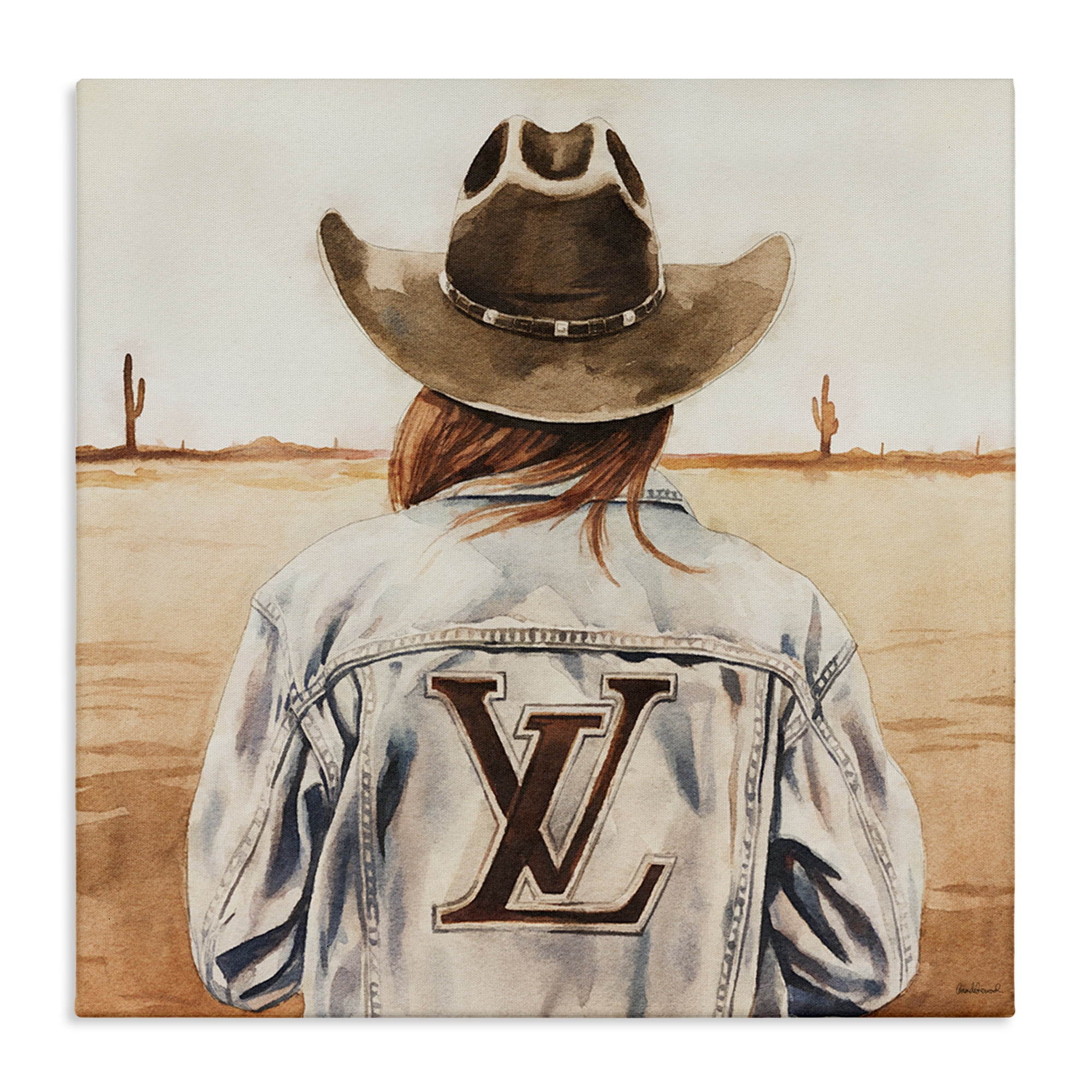Stupell Industries Desert Cowgirl Fashion Brand People Painting Wrapped Canvas Art Print Wall Art, 30 x 30
