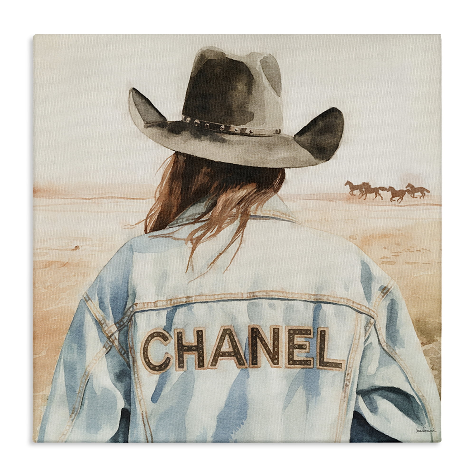 Stupell Industries Desert Cowgirl Glam Brand People Painting Wrapped Canvas Art Print Wall Art, 17 x 17