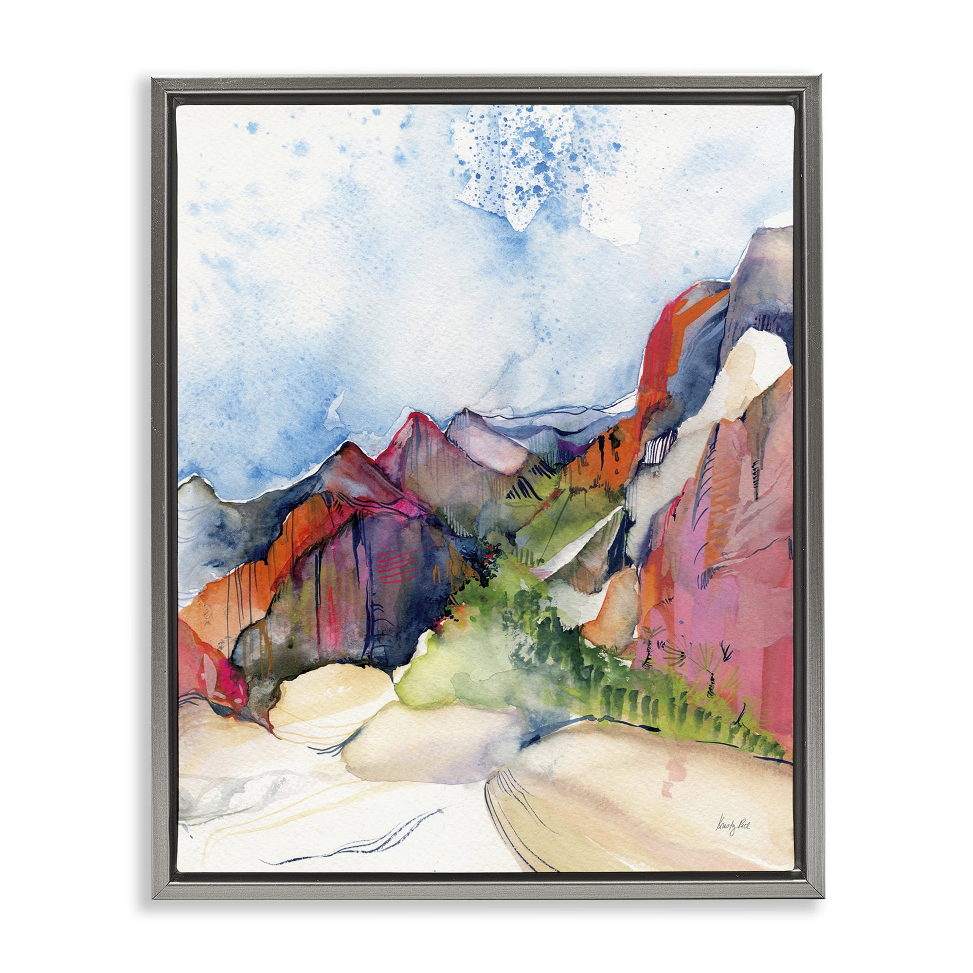 Stupell Industries Desert Days Abstraction Landscape & Nature Painting Gray Floater Framed Canvas Art Print Wall Art, 17 x 21