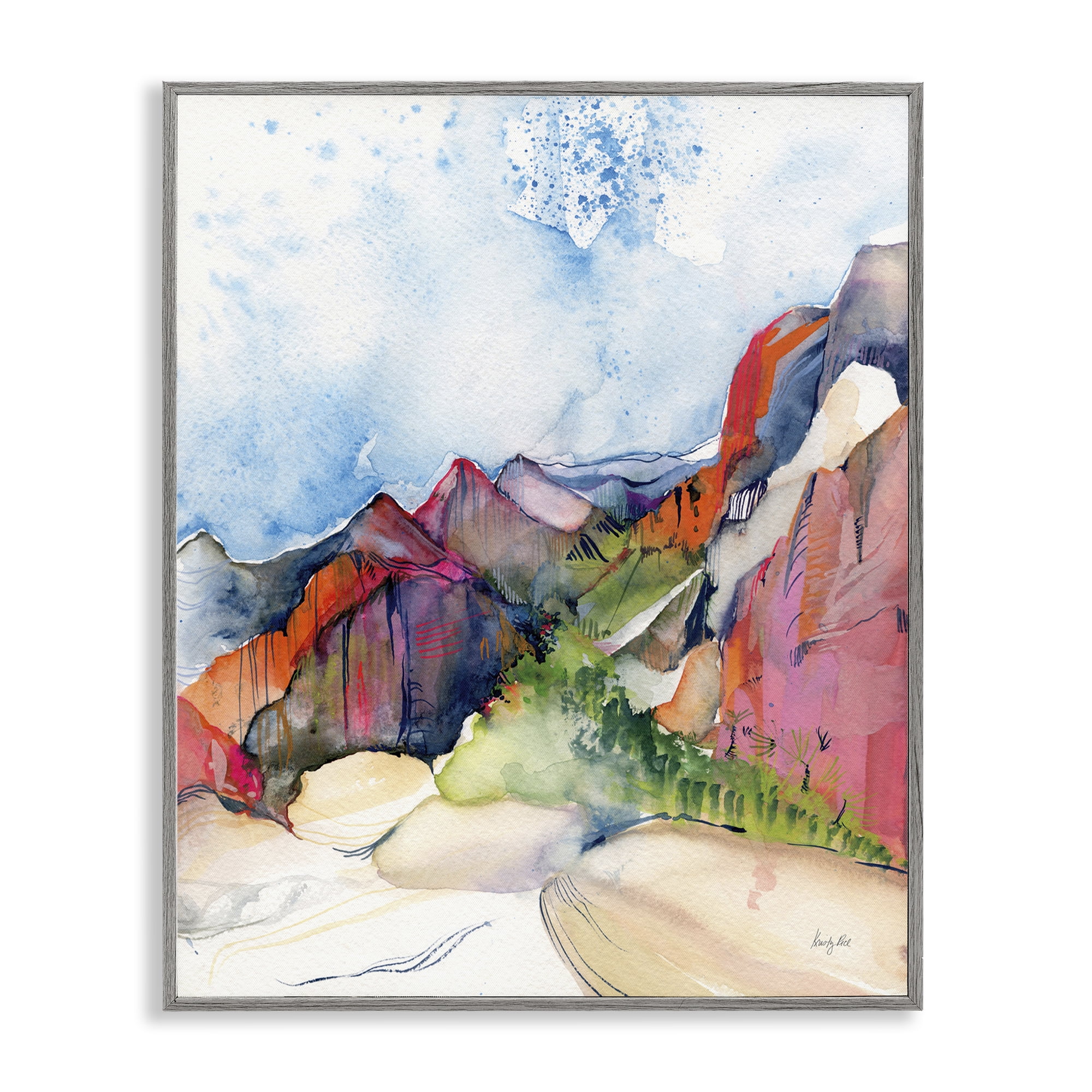 Stupell Industries Desert Days Abstraction Landscape & Nature Painting Gray Framed Art Print Wall Art, 24 x 30